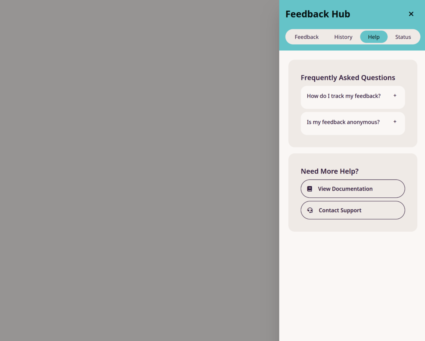 Feedback Widget interface